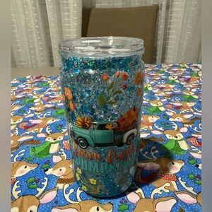 Glittery Fall Pumpkin Tumbler